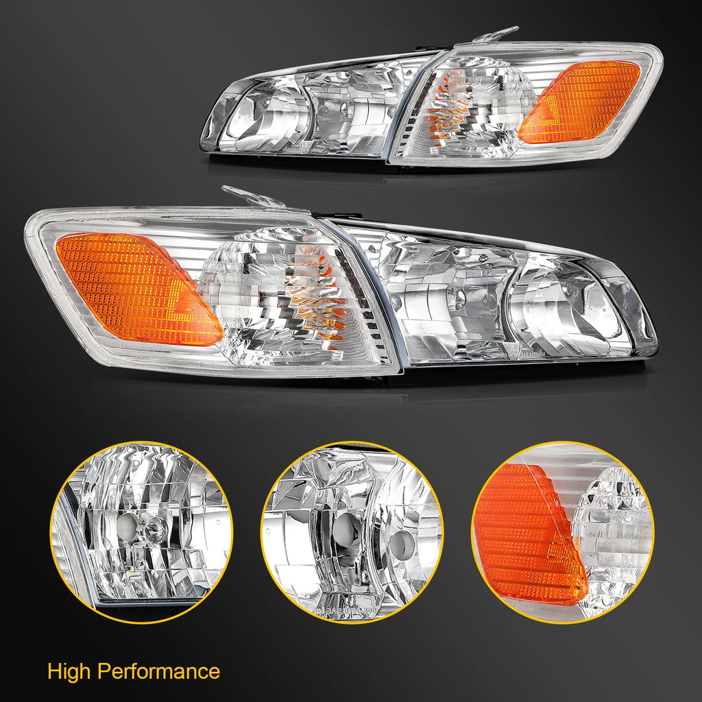 Headlight Assembly for Toyota Camry (2000–2001) Chrome Housing Pair