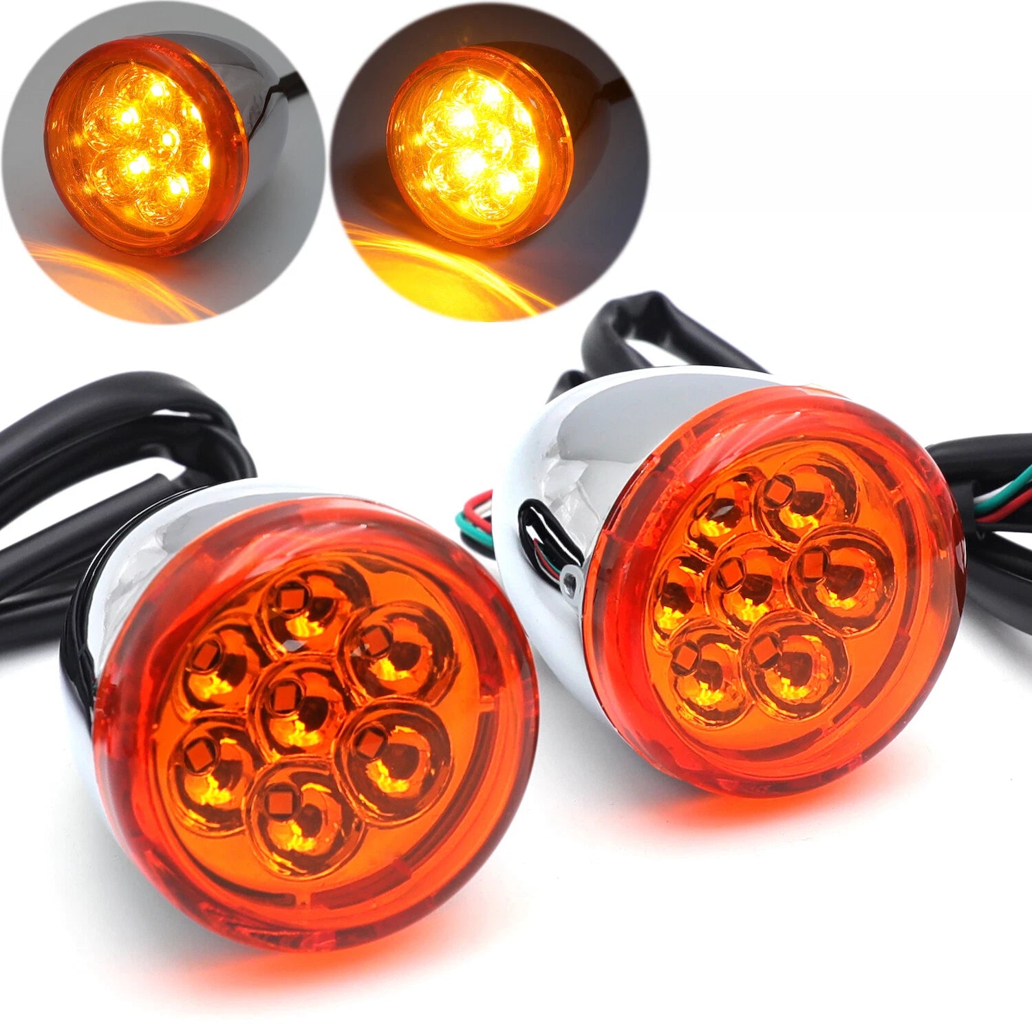 Front Run Brake Turn Signal Light Indicator Amber for Harley Sportster 883 1200 (1992–2017)