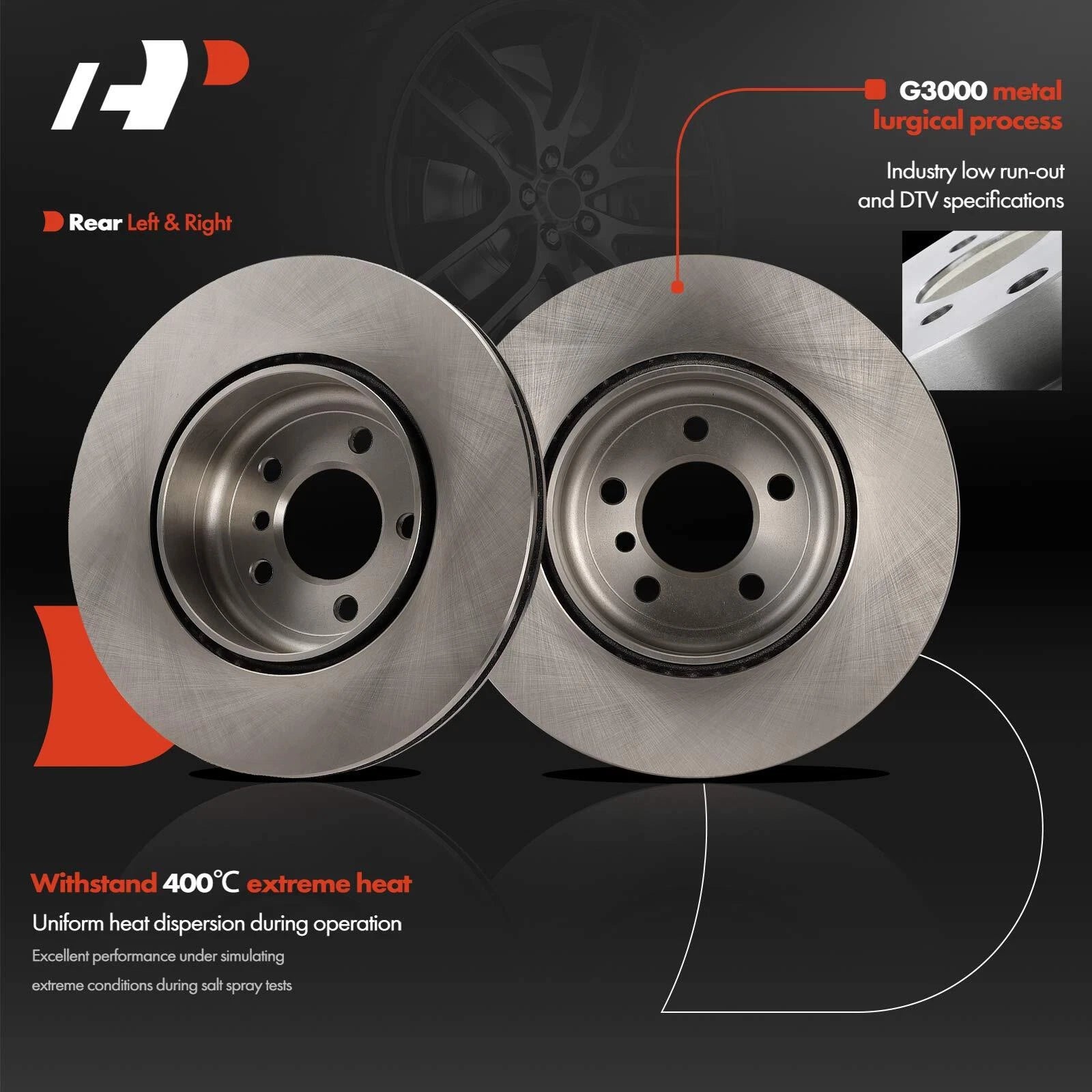 Rear Disc Brake Rotors & Ceramic Pads for BMW 535i (2011–2013)