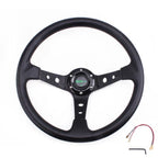 Deep Dished Red Racing Steering Wheel for Universal Fit