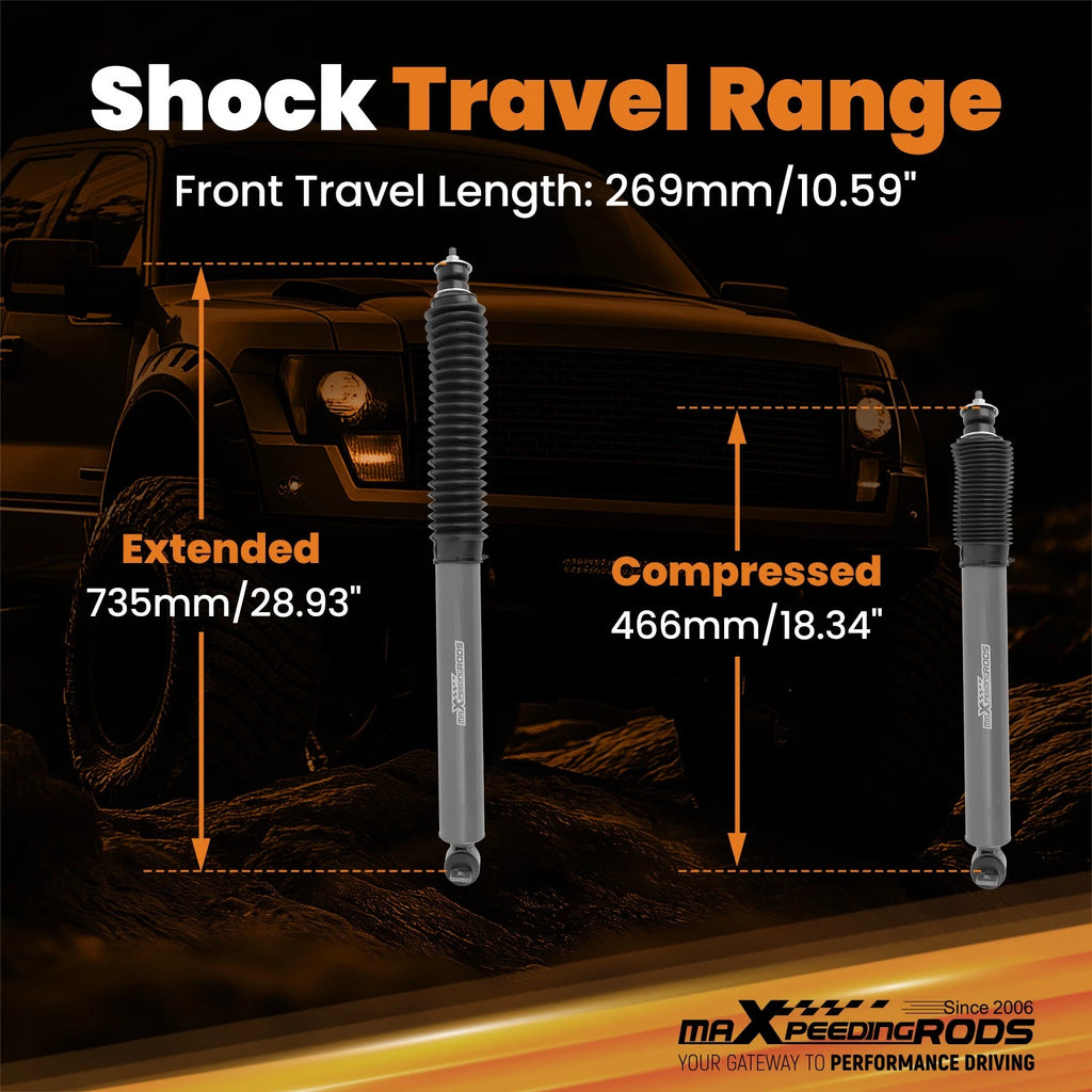 Set of 2 Front Shock Absorbers for Jeep Wrangler TJ/Cherokee XJ (1984–2006)