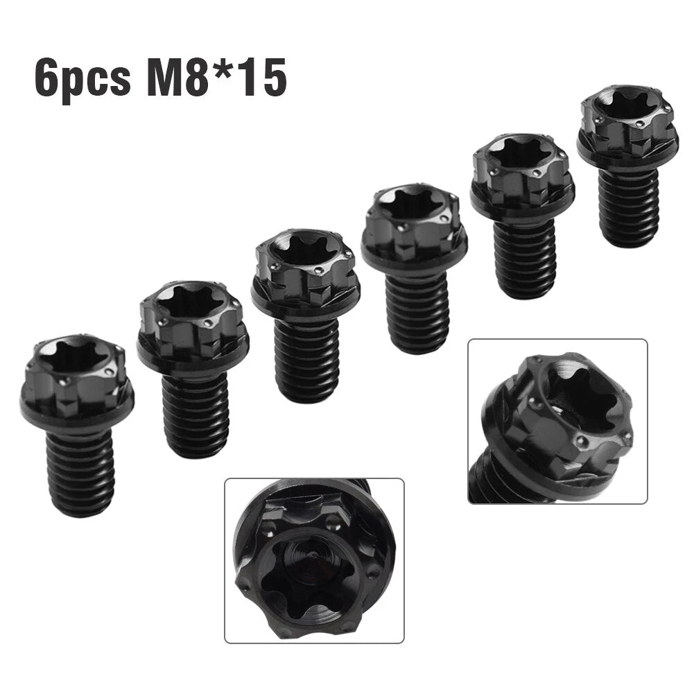 Set of 6 Titanium Torx Head Flange Screws M8x15mm for Motorcycle