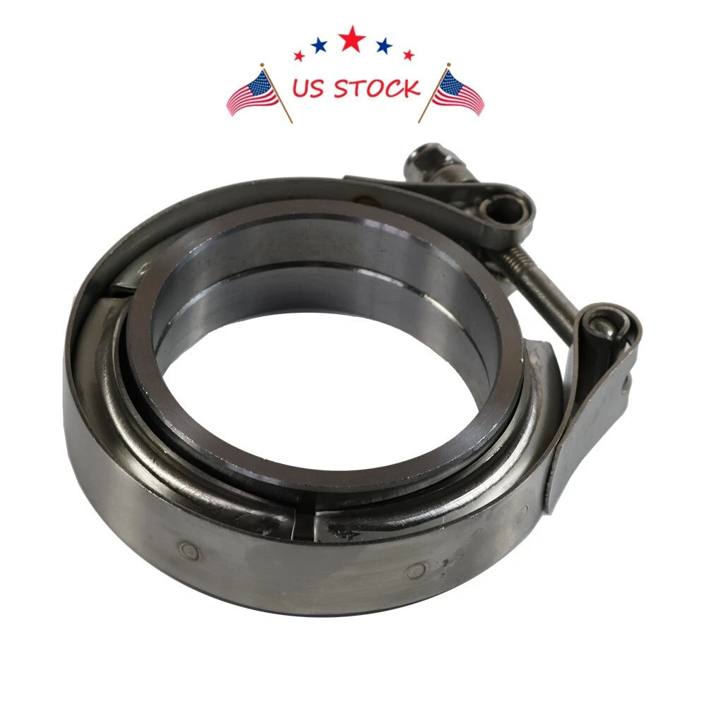 Set of 4 Stainless Steel V-Band Flanges and Clamps for Turbo Exhaust Downpipes