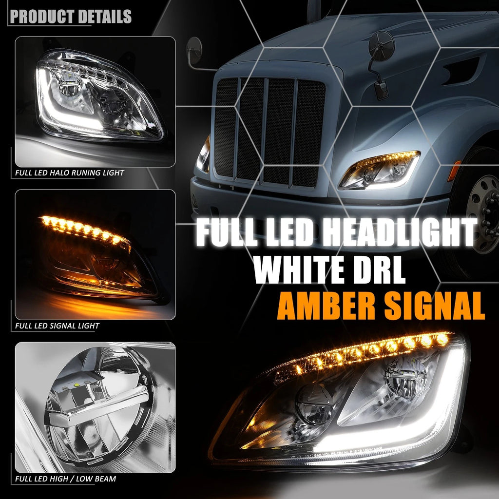 LED Sequential Signal/DRL Headlight for Peterbilt 587 (2011–2018) & 579 (2013–2020)