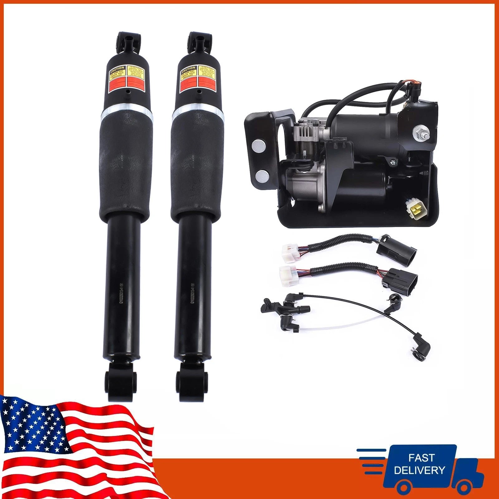 2X Rear Air Shocks with Compressor Pump for Chevy Avalanche GMC Yukon XL (2002–2013)