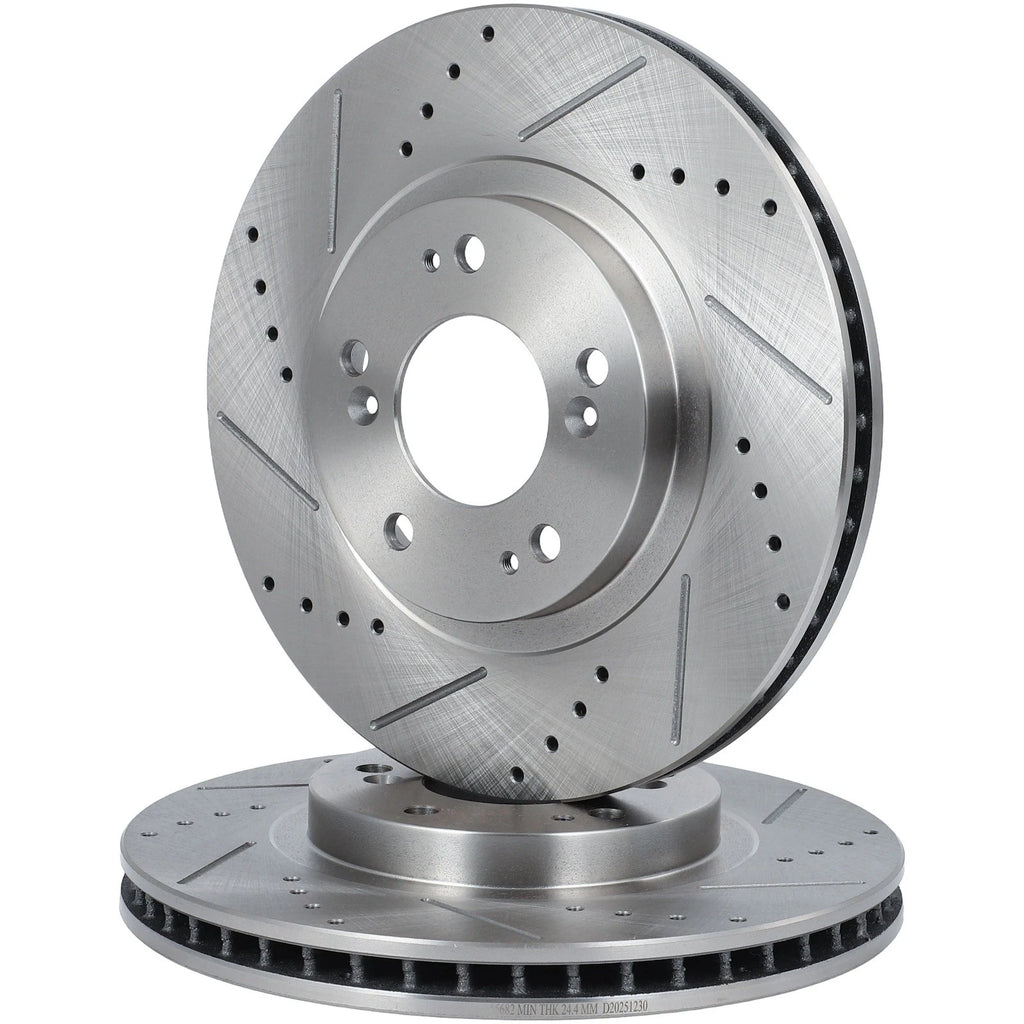 Front Brake Drilled & Slotted Rotors & Ceramic Pads for Dodge Avenger (2008–2014)