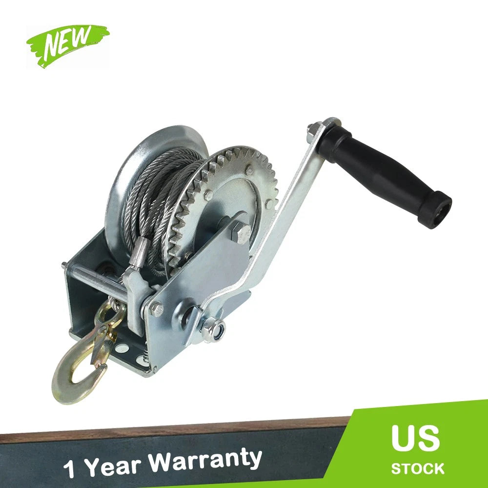 1600lbs Manual Winch for Boat (Hand Crank, 32ft Cable)
