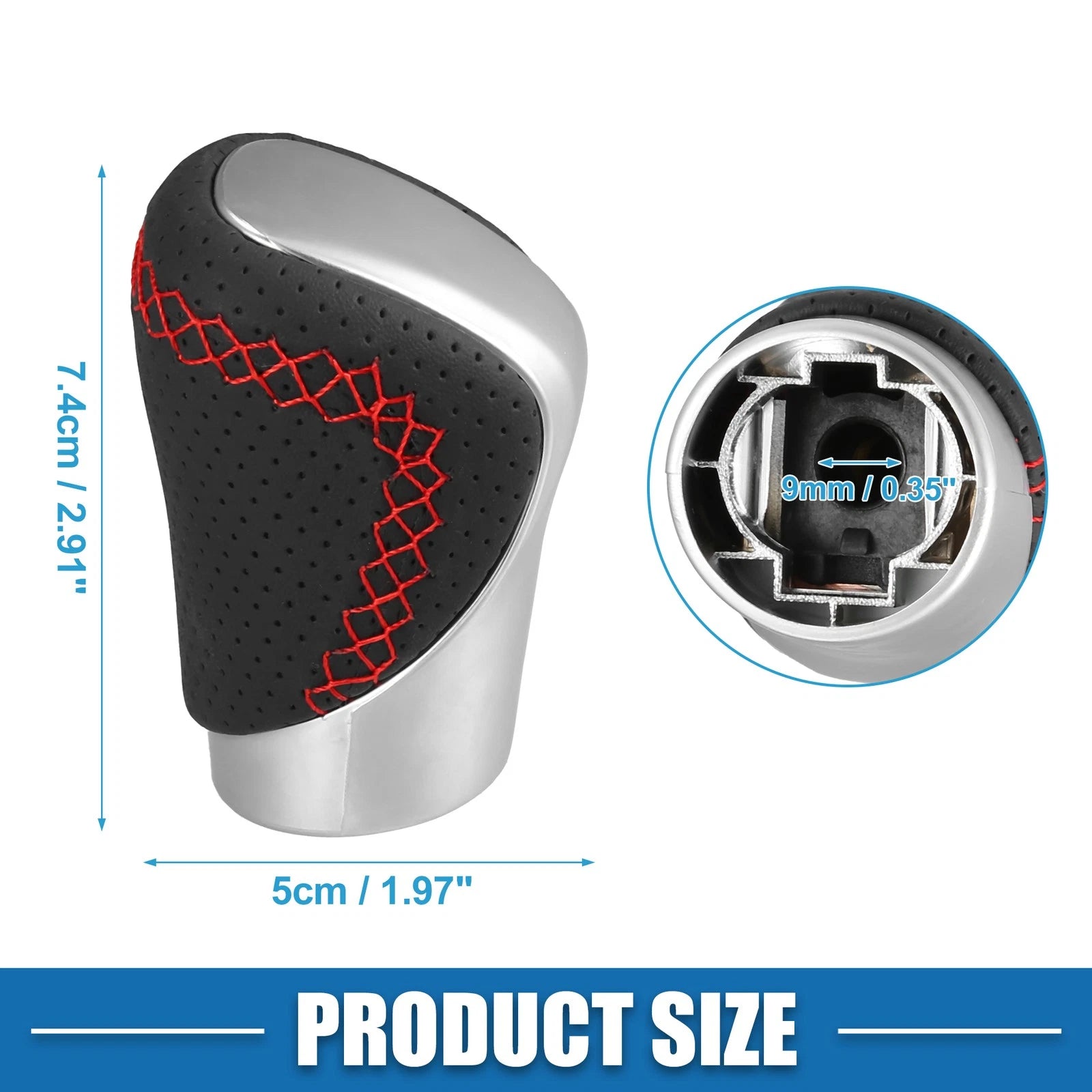 Automatic Gear Shift Knob for Lexus  Silver Tone Red Thread