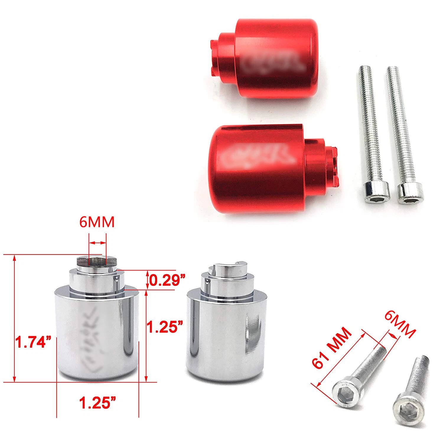 Red Bar Ends CBR Logo for Honda CBR 929 RR (2000–2001) / CBR 600RR (2003–2013)