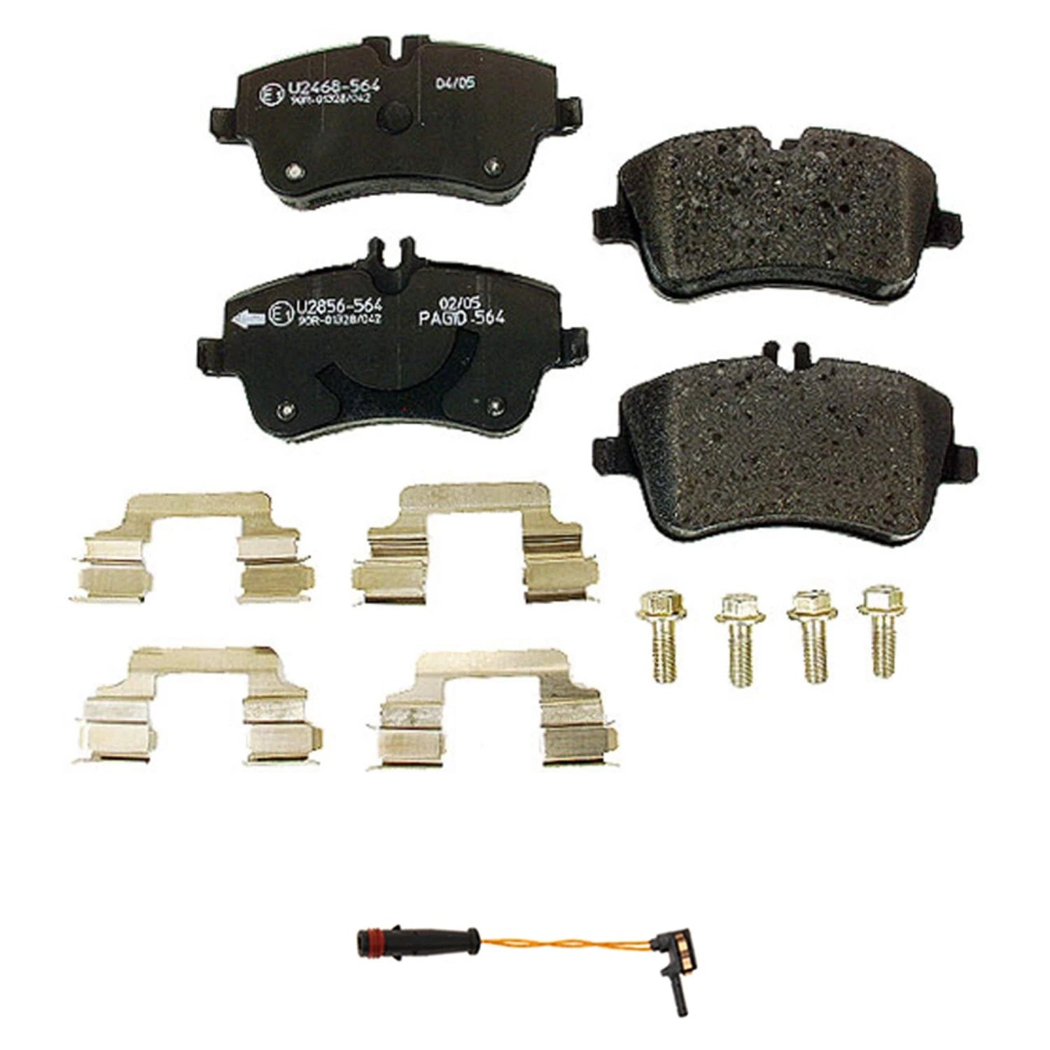 Hella Front Low-Met Disc Brake Pad w/Sensor Kit for Mercedes C208 CLK320 W203 C240 C320 (2000–2005)