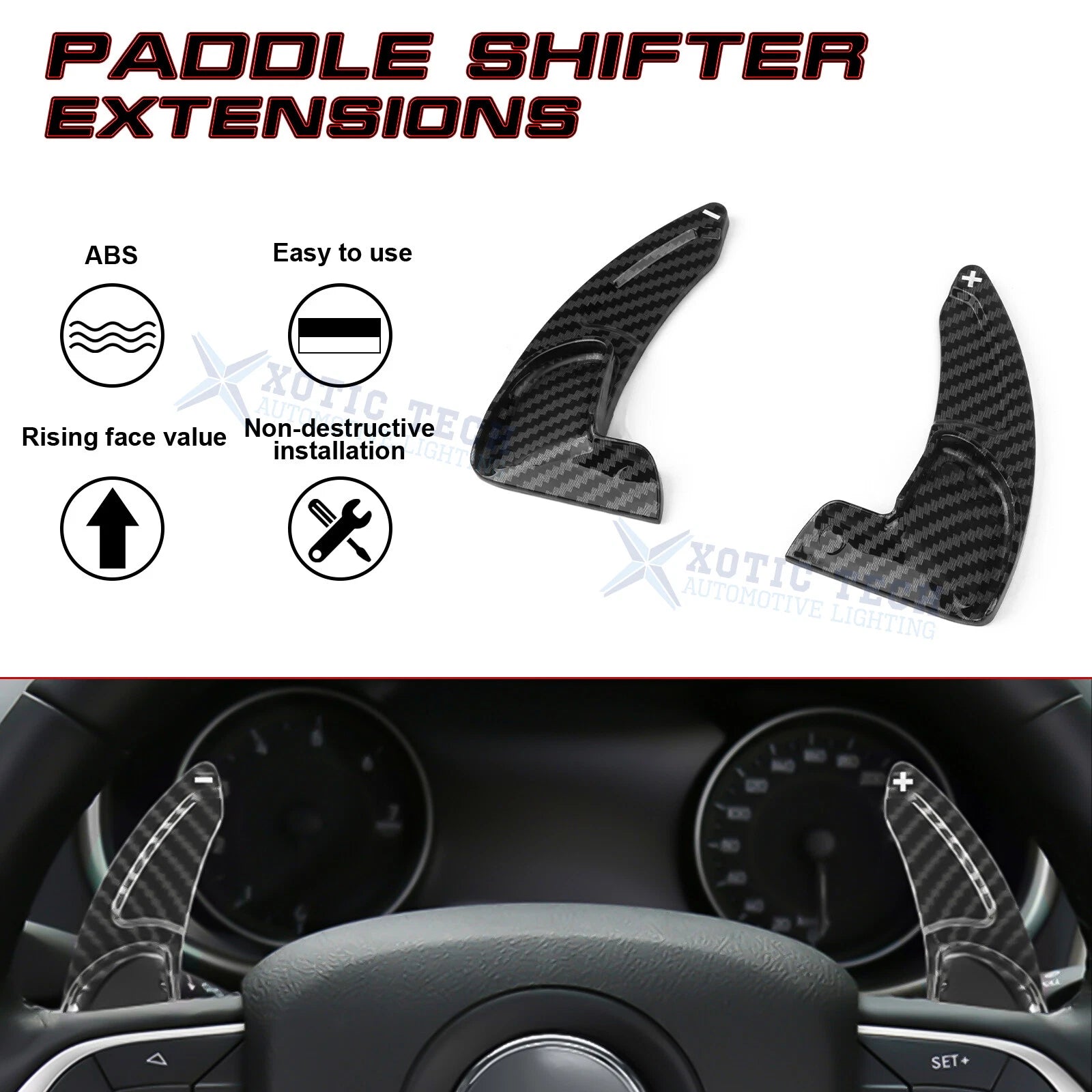 Carbon Fiber ABS Paddle Shifter Extension for Dodge (2015-2024)