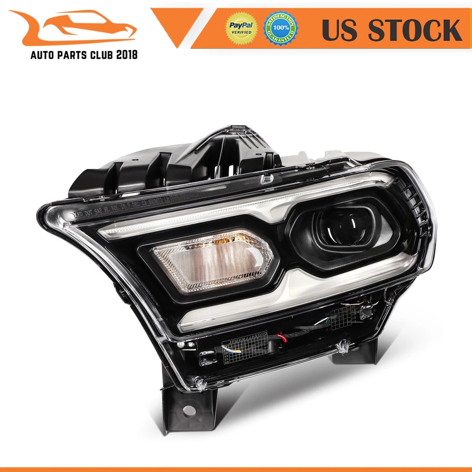 Black LED DRL Headlight Assembly for Dodge Durango (2021-2024)