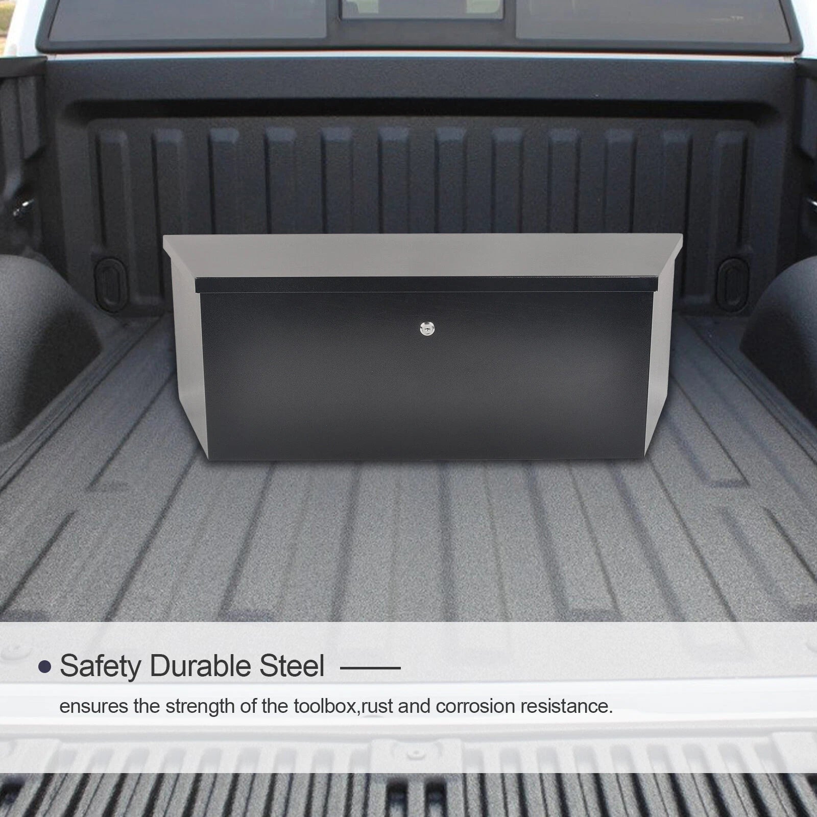 Tool Box for Pickup Truck (35"x12"x11.8", Black Steel)