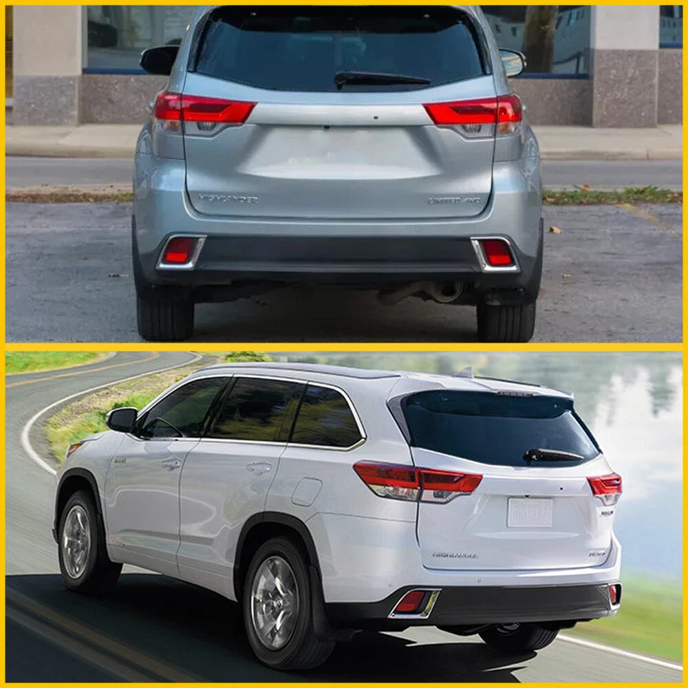 Chrome Rear Reflector Fog Light Lamp Cover Trims for Toyota Highlander (2014–2019)