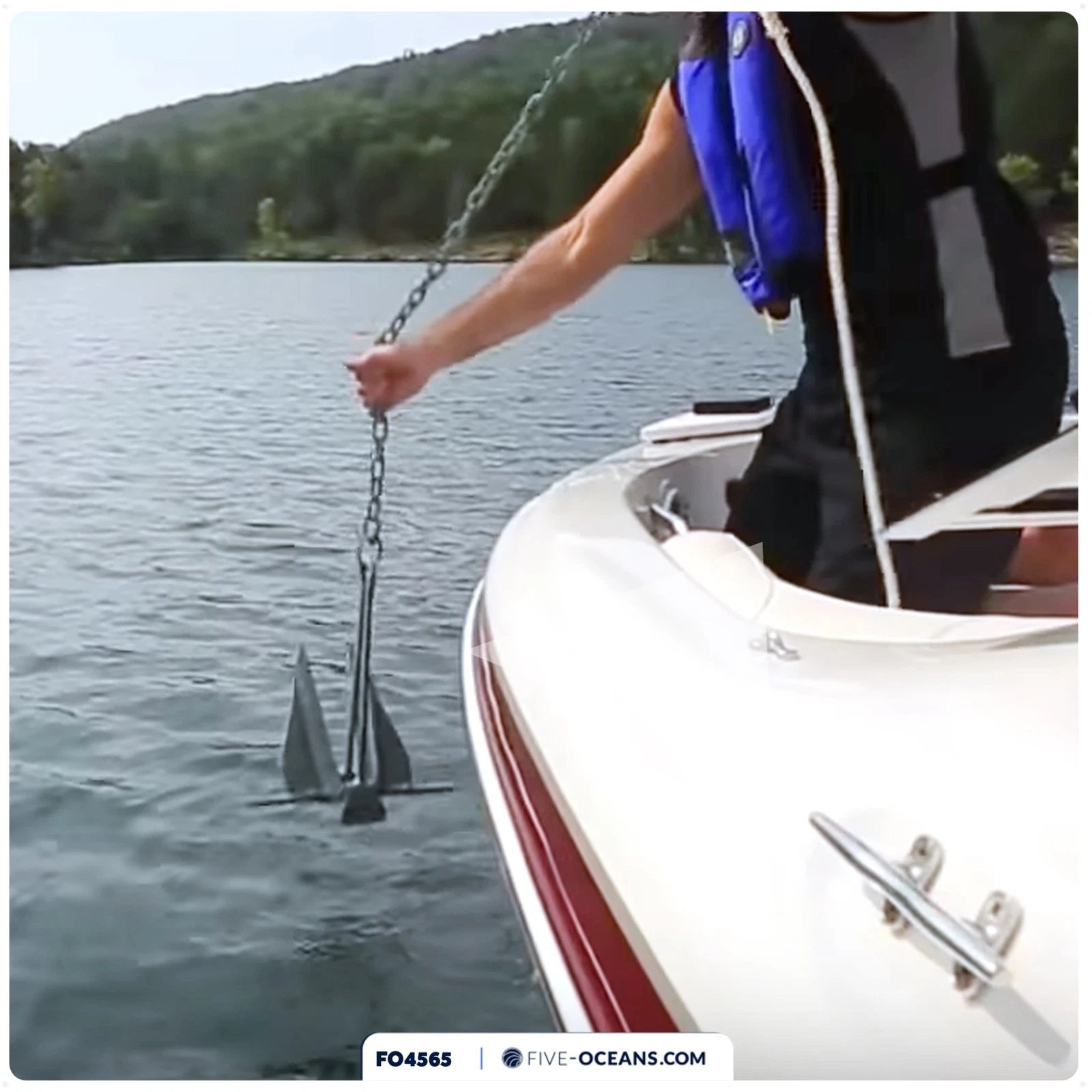 3/16" x 50' Nylon Rope with 1/4" x 2' Galvanized Steel Chain for Marine Use
