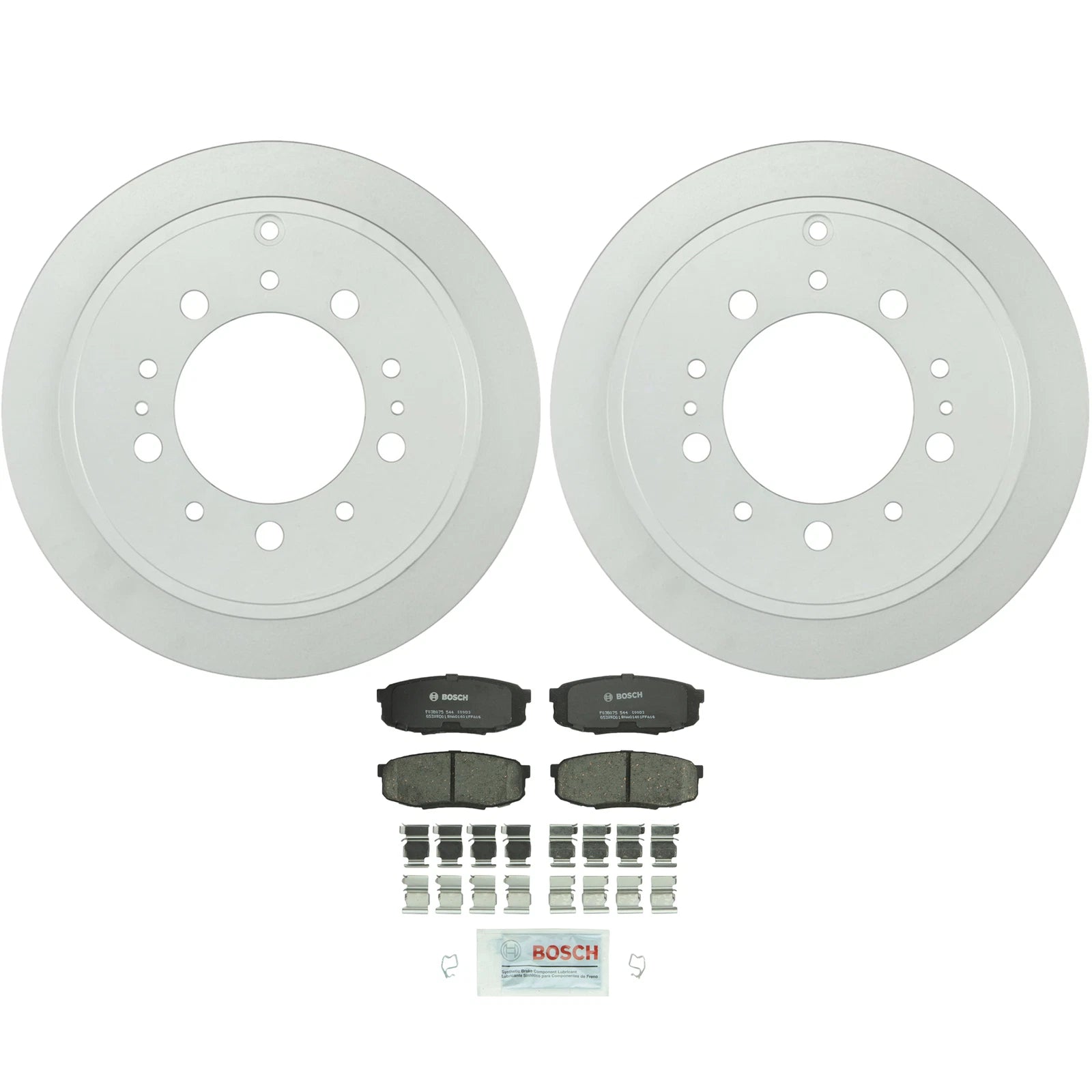 Set of 2 Bosch Rear Vented Rotors & Semi-Metallic Brake Pads for Lexus Toyota
