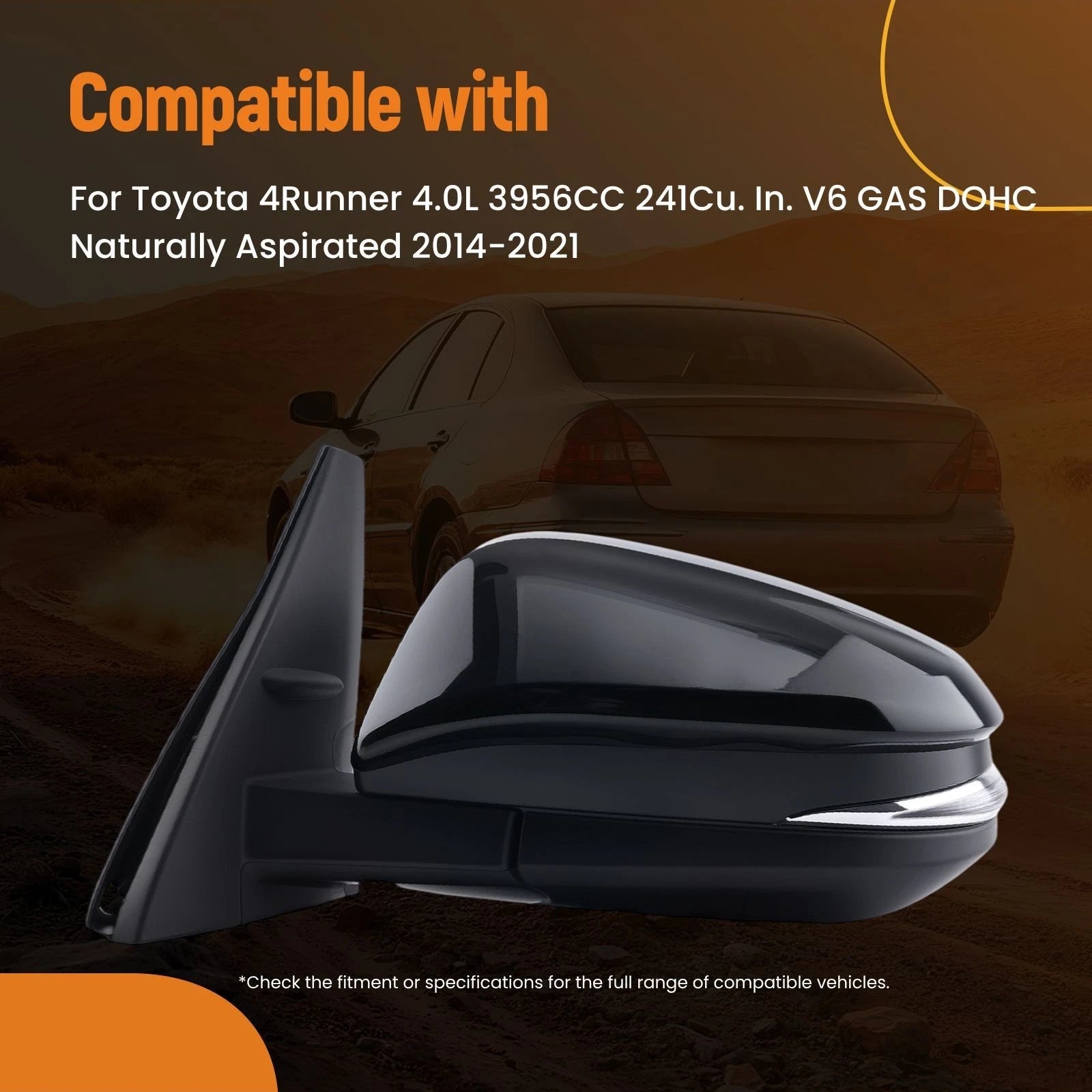 Left Rear View Mirror for Toyota 4Runner (2014–2021) Heated 87940-35B70