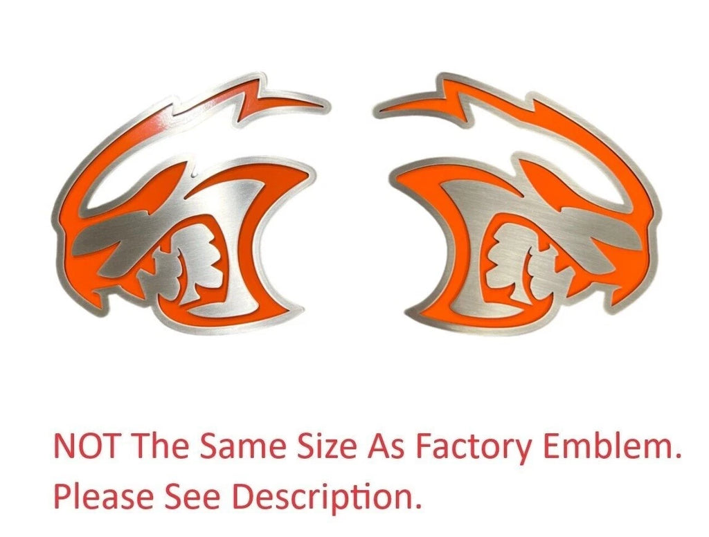 Fender Badge Emblems Orange Hellcat Style Replacement for 2015–2023 Dodge Challenger