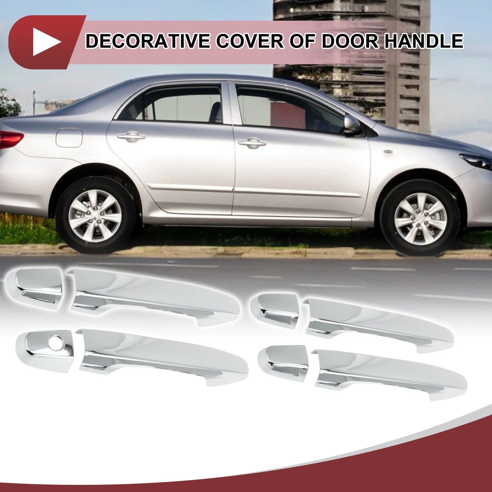Set of 4 Car Door Handle Covers for Honda CR-V (2012–2016) Silver ABS