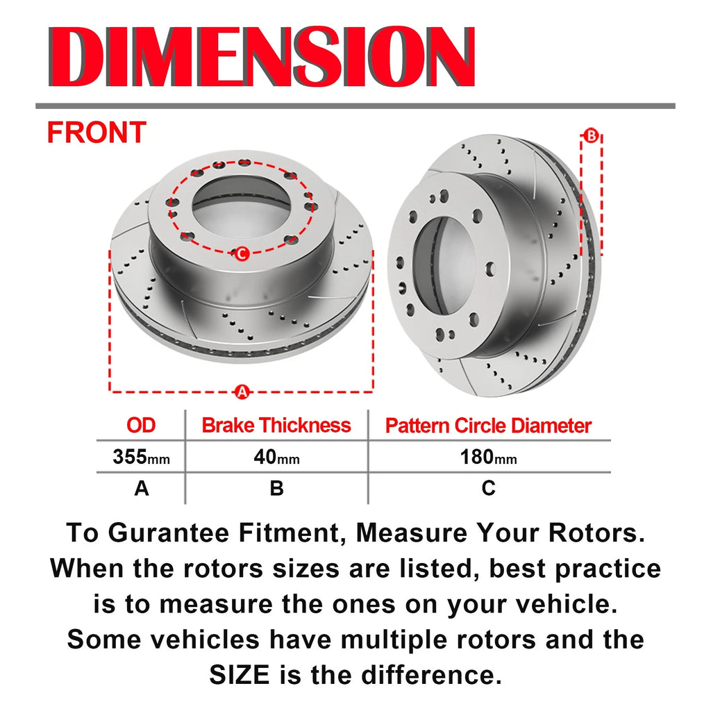 Front and Rear Drilled Rotors for Silverado Sierra 2500 3500 HD (2011-2018)