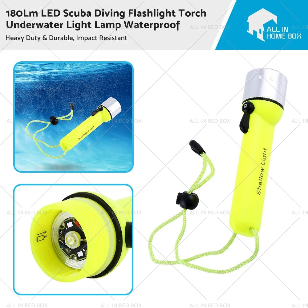 LED Scuba Diving Flashlight Torch Waterproof 180Lm for Underwater Use