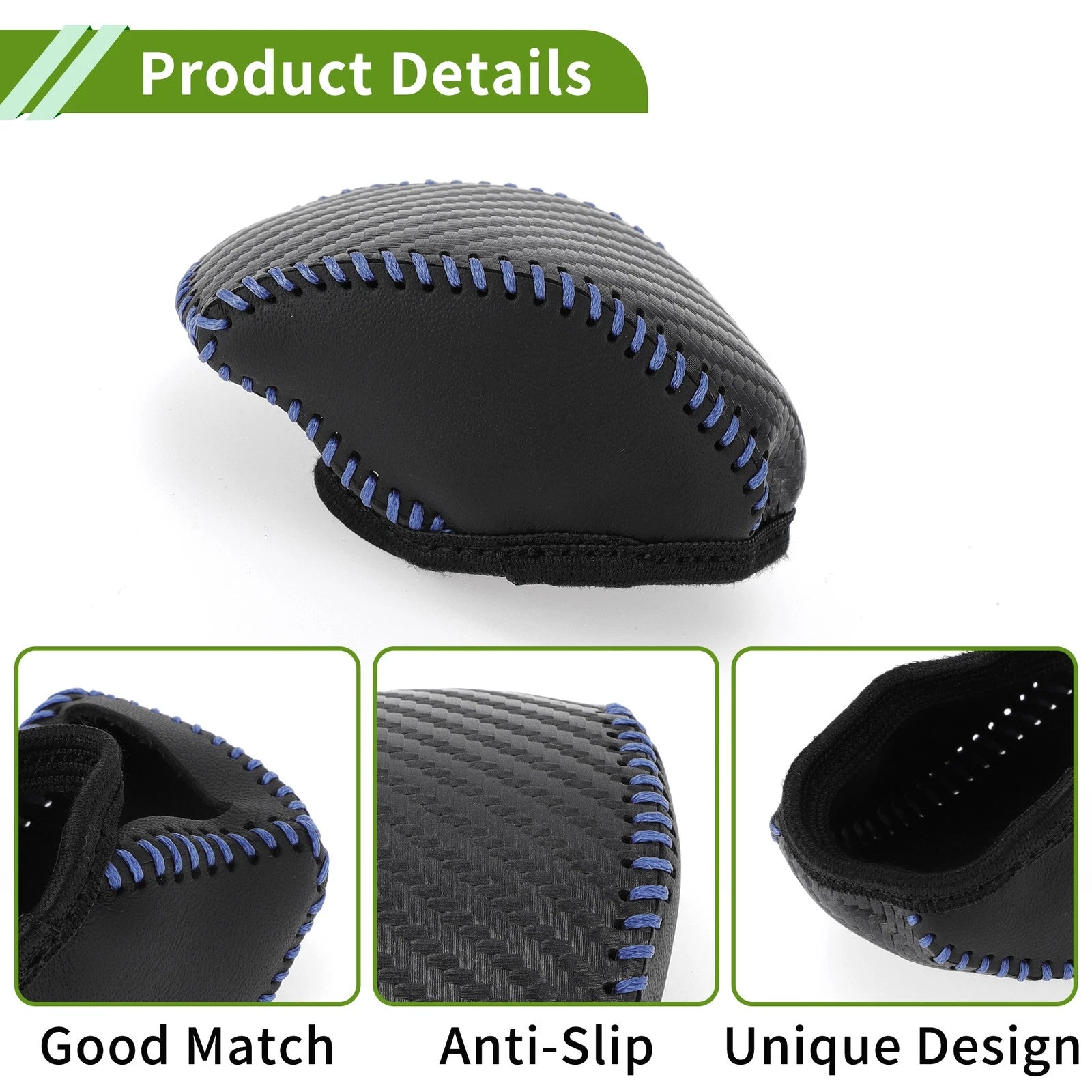 Gear Shift Knob Cover for Toyota RAV4 (2019–2024) Black Carbon Fiber Blue