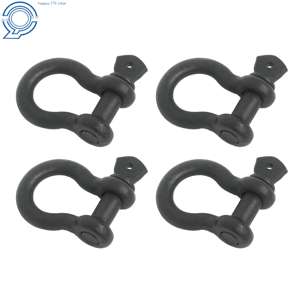 Set of 4 Bow-Shaped D Ring Shackles 3/4" Screw Pin 4.75 Ton