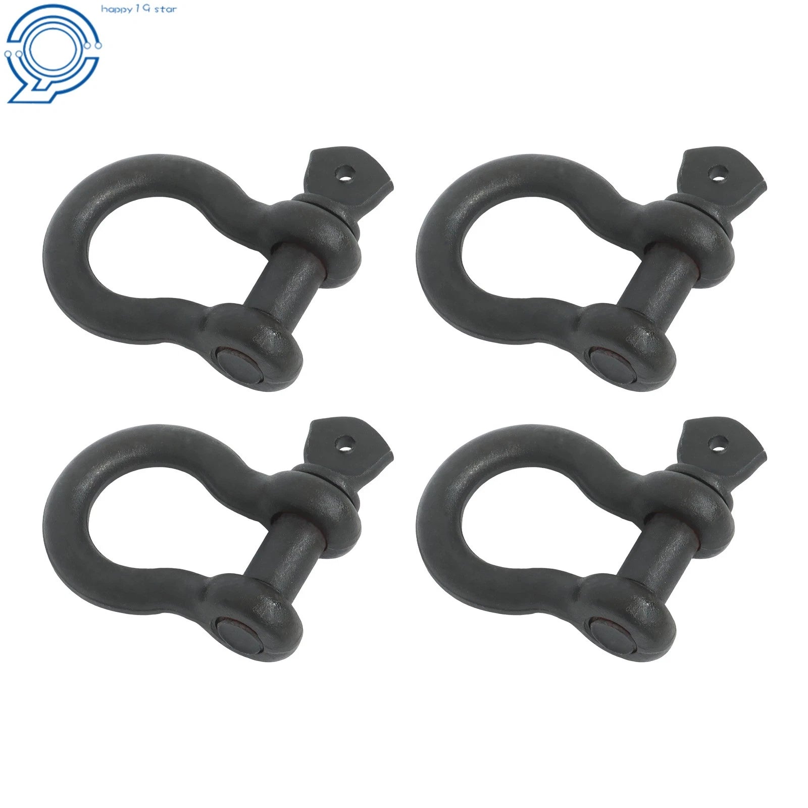 Set of 4 Bow-Shaped D Ring Shackles 3/4" Screw Pin 4.75 Ton