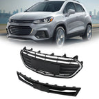 Set of 2 Front Upper Lower Grille for Chevrolet Trax (2017–2021) Black Chrome