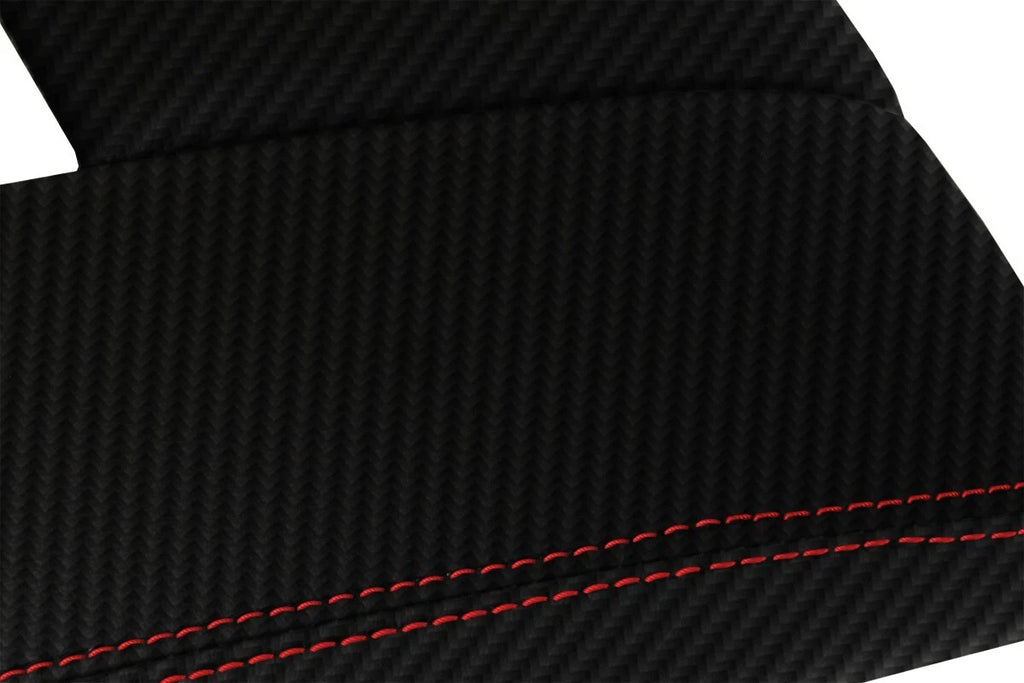 Carbon Fiber Console Lid Armrest Cover for Audi Q7 (2007–2015) Red Stitch