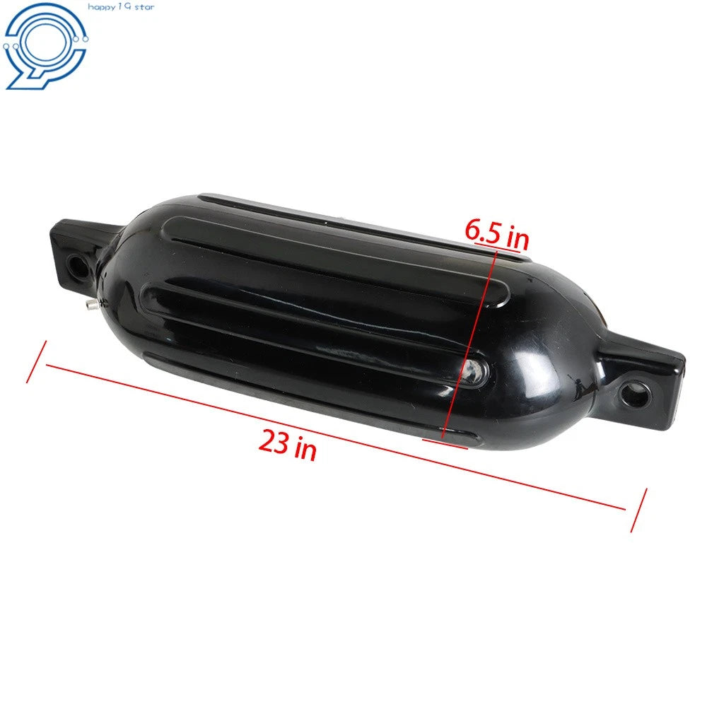 Set of 4 Black Ribbed Marine Boat Fenders 6.5" x 23"