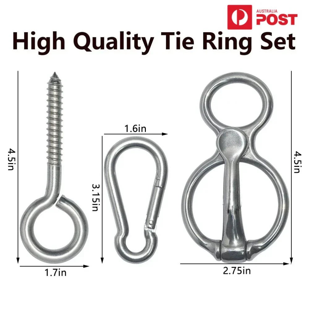 Horse Tie Ring with Eye Bolts & Snaps for Horses