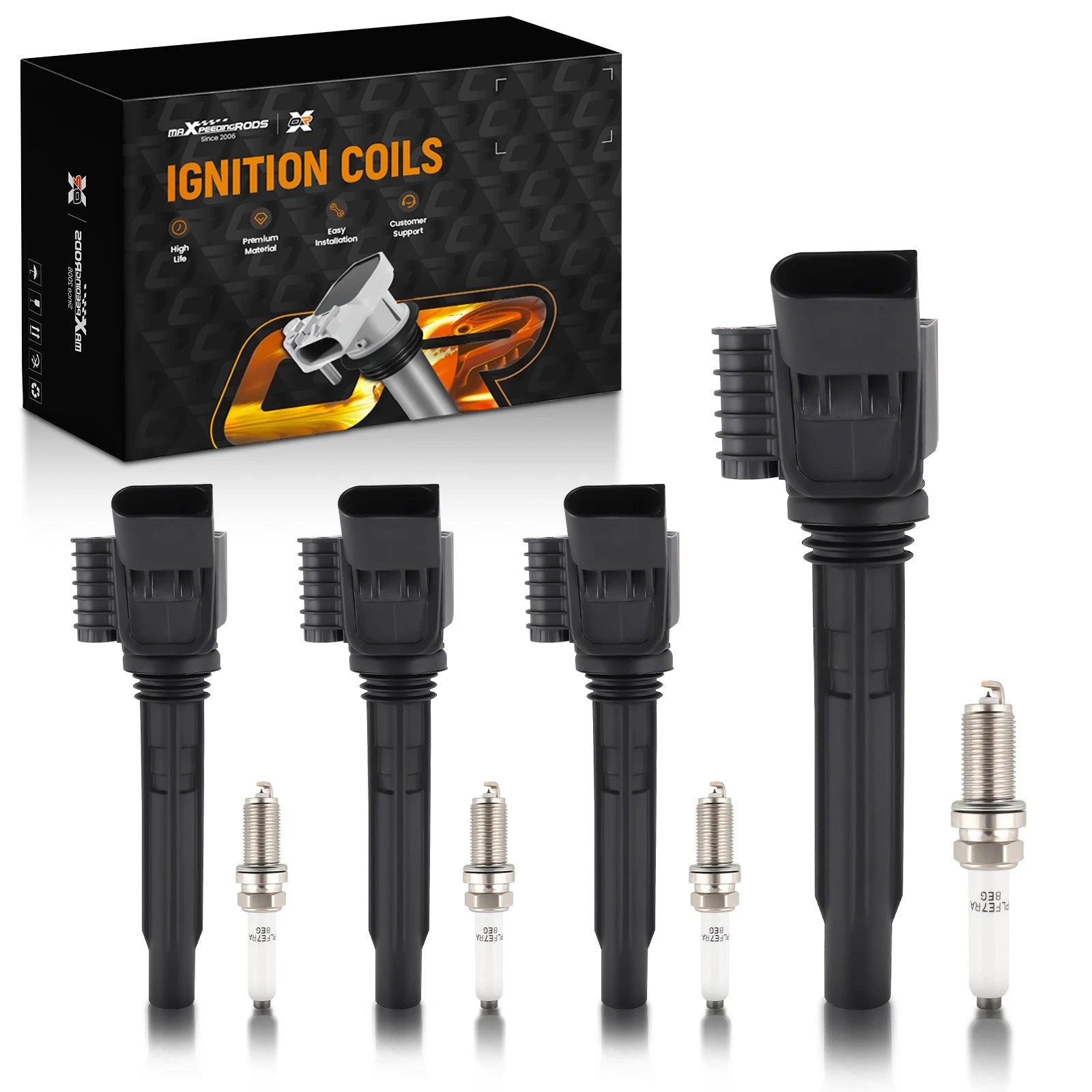 Set of 4 Ignition Coils + Spark Plugs for Audi A3 Q5 TT Volkswagen Beetle Golf