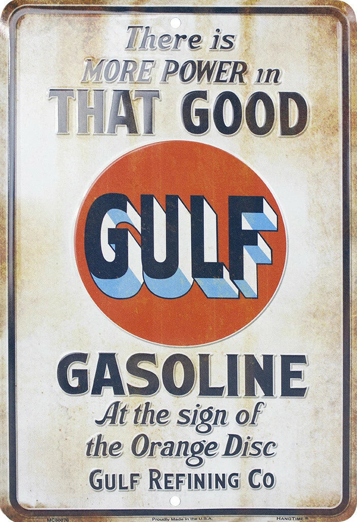 Vintage Gulf Gasoline Tin Sign 8x12
