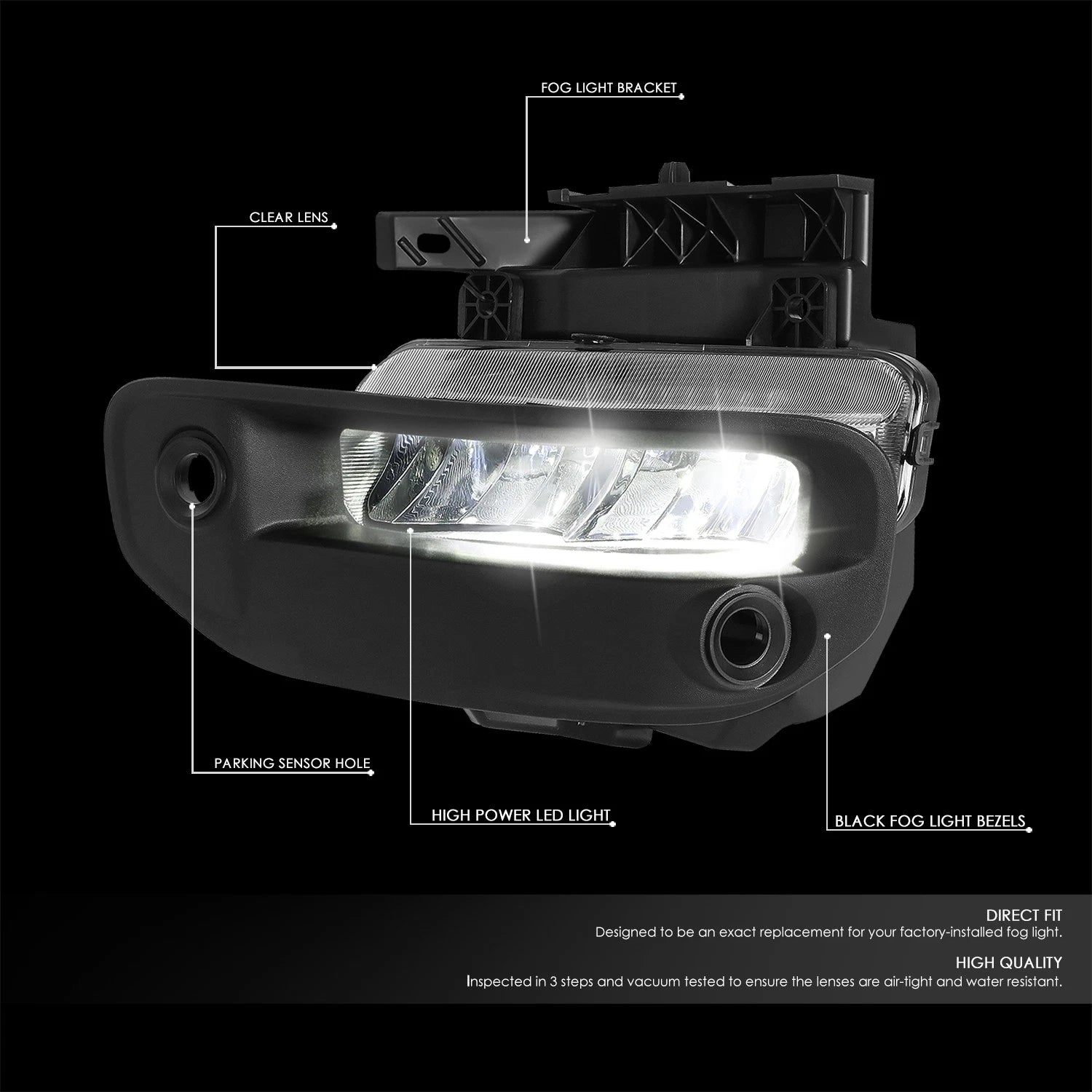 LED Fog Light Lamp Set for Ram 1500 (2019–2021) w/ Bezel Cover + Switch Chrome