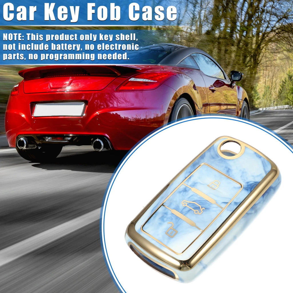3 Button Remote Key Fob Cover Shell for Volkswagen Jetta, Passat (2011–2020) TPU Blue 724117569884
