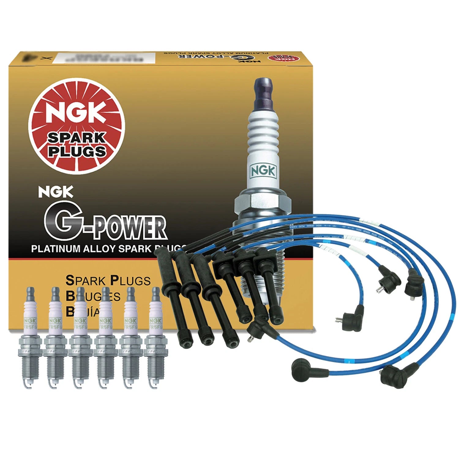 Set of 6 NGK G-Power Platinum Spark Plugs for Mazda 626 (1998–2002)