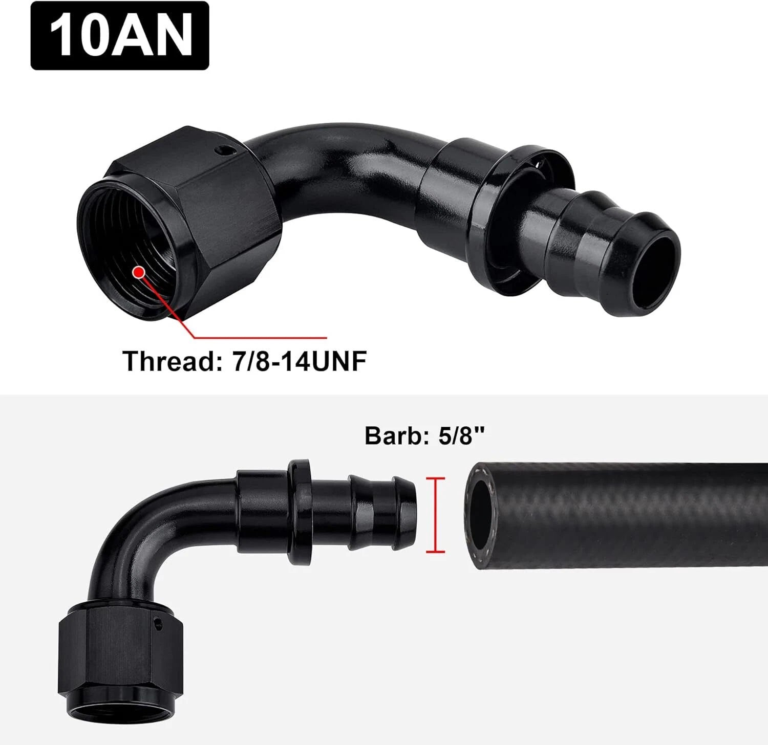 2PC 90° Push-Lock Hose Fitting for Oil Fuel Gas Line (6AN–10AN) Ford (2015–2021)