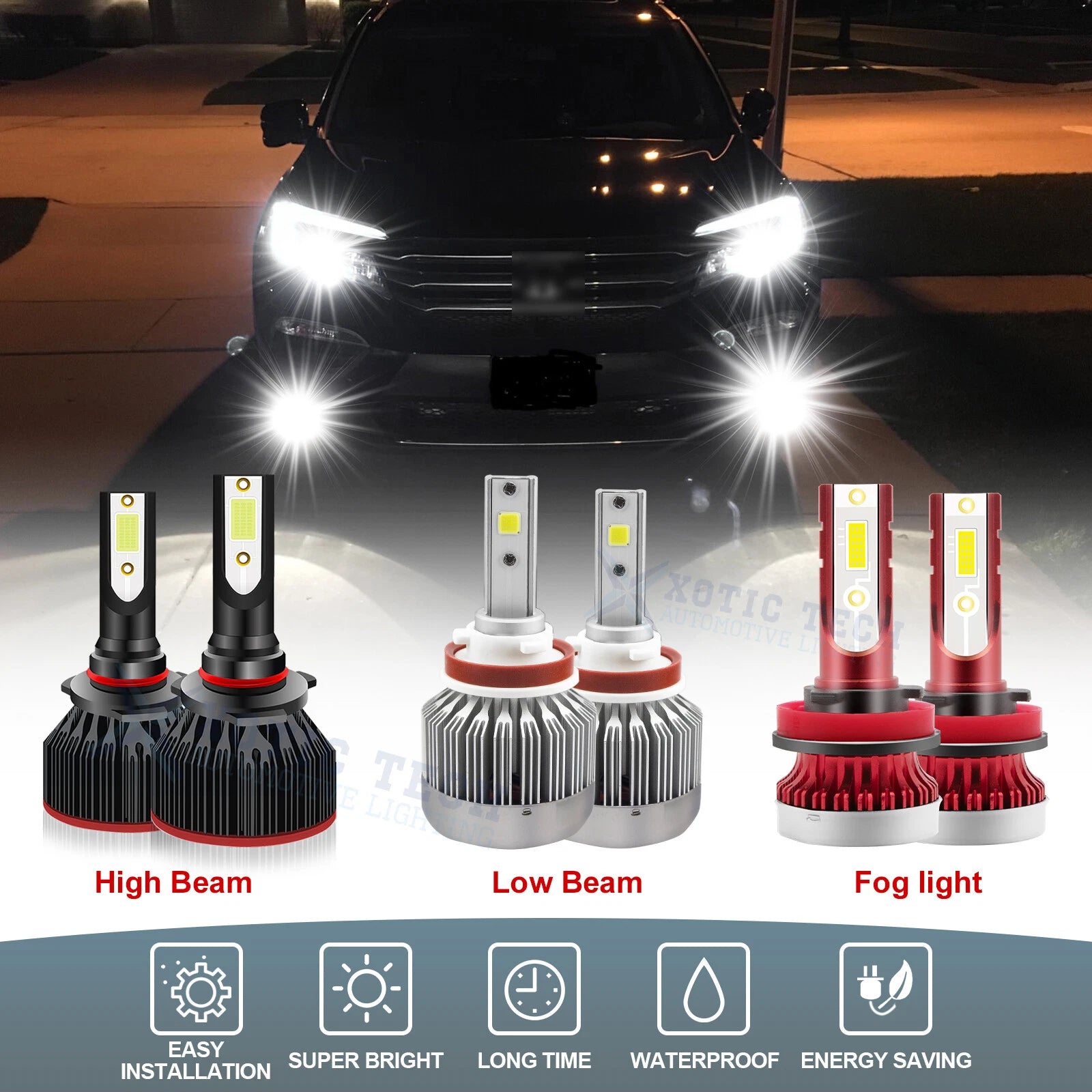 6x LED Headlight Kit for Honda Pilot (2006–2018)