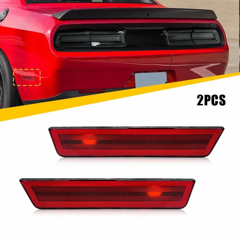 2X LED Rear Bumper Side Marker Light Lamp Red Lens for Dodge Charger (2011–2014)