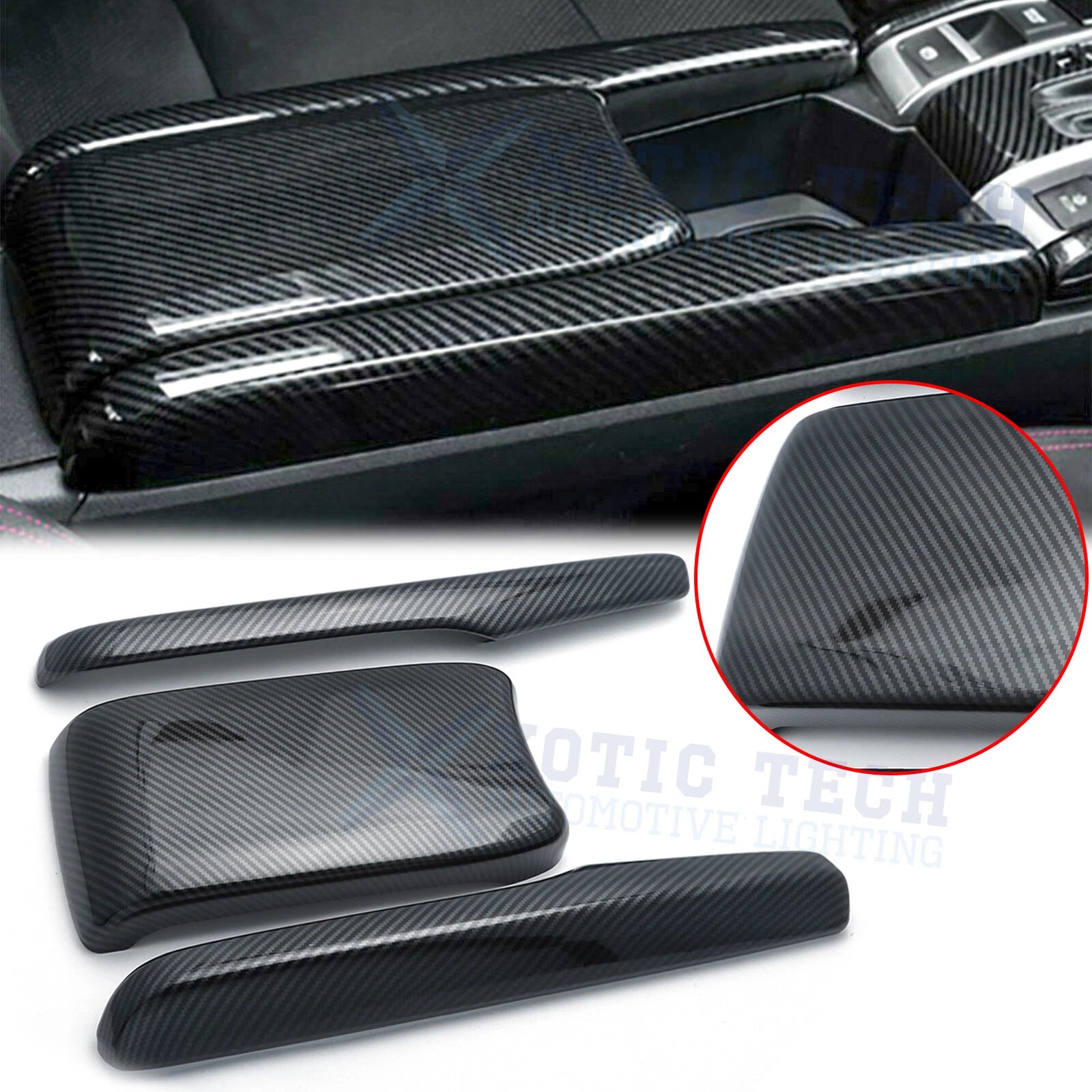 Carbon Style Armrest Box Cover for Honda Civic 2016–2021