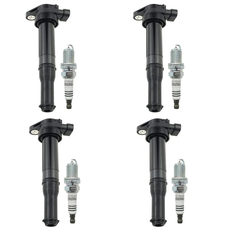 Set of 4 Ignition Coils & Spark Plugs for Kia Rio Rio5 (2006–2011) UF-499