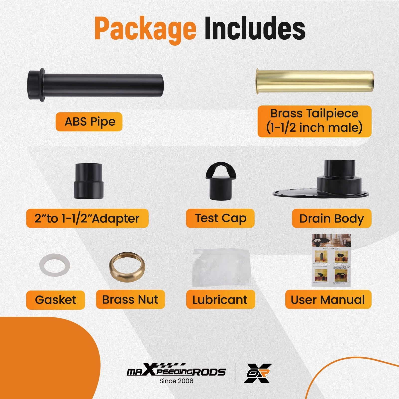 Tub Drain Rough-in Kit for Free Standing Bathtub (Brass & ABS)