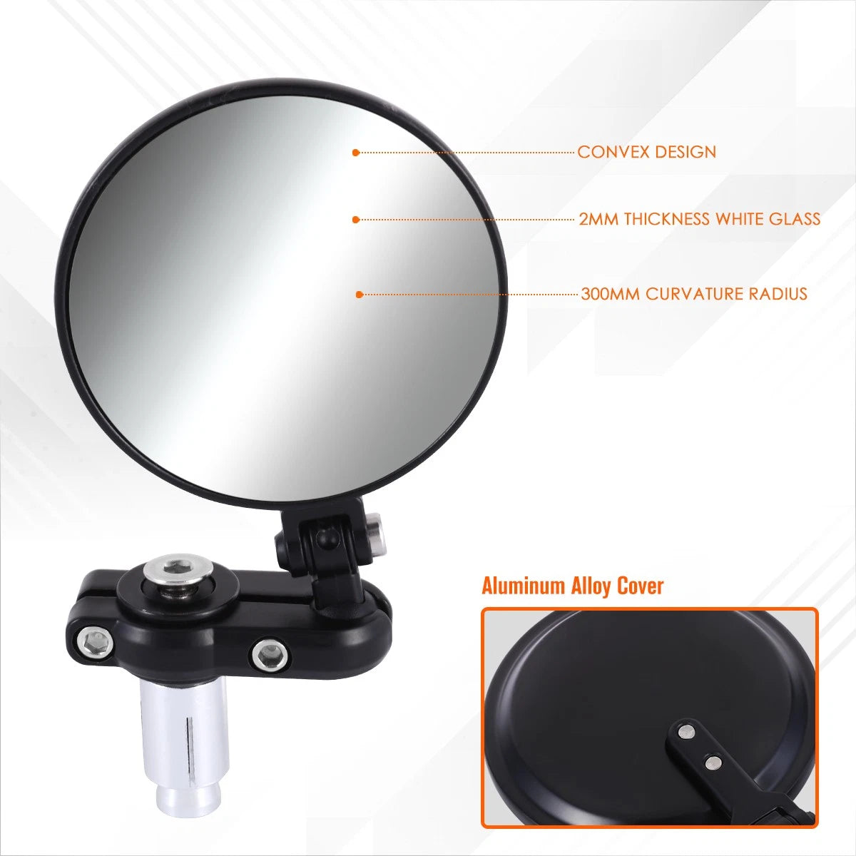 3" Round Convex Rear View Side Mirror for Naked Bike Cruiser (Universal)
