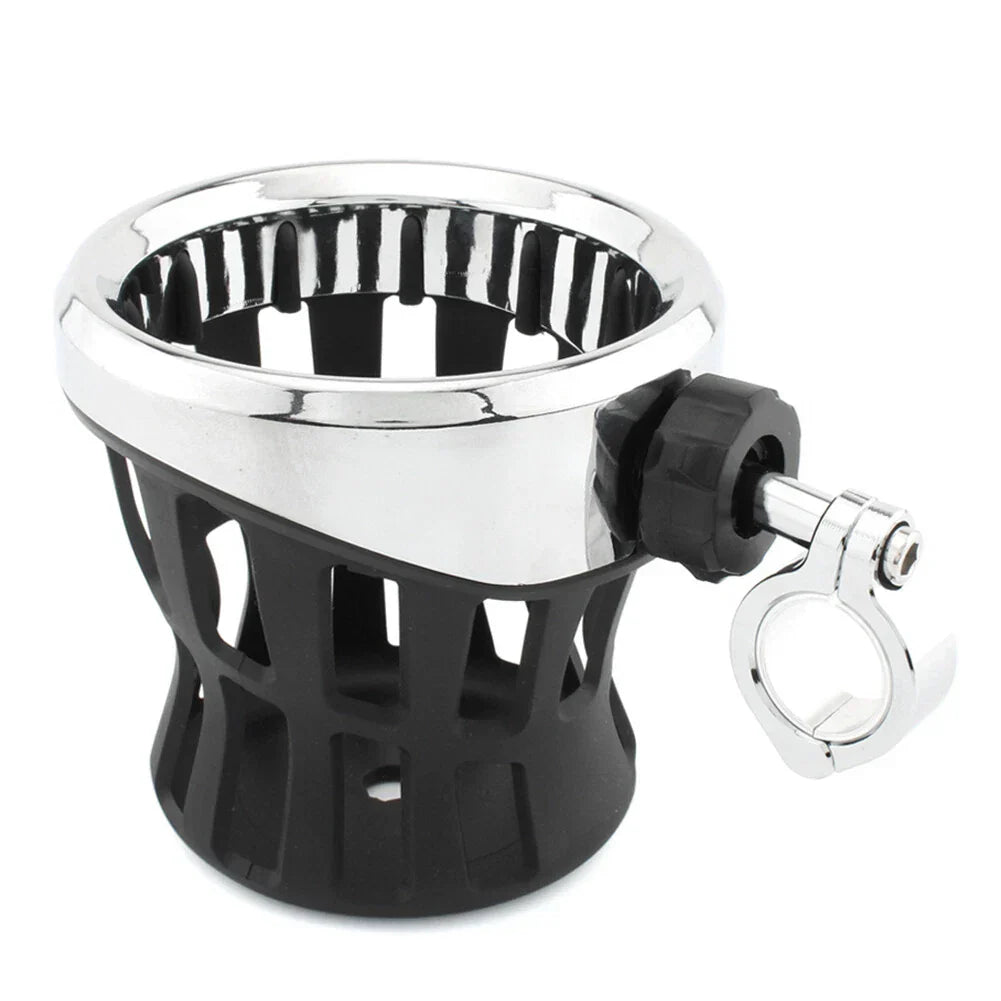 Chrome Motorcycle Drink Cup Holder for 7/8"-1" Bars (22mm-25mm)
