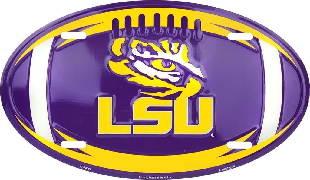 LSU Tigers Oval Football License Plate for Car Truck (Metal)