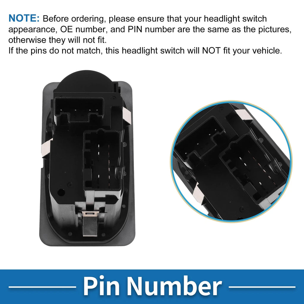 Headlight Switch for Ford F-250 Super Duty (2001–2004) No.1C3Z11654BAA Black
