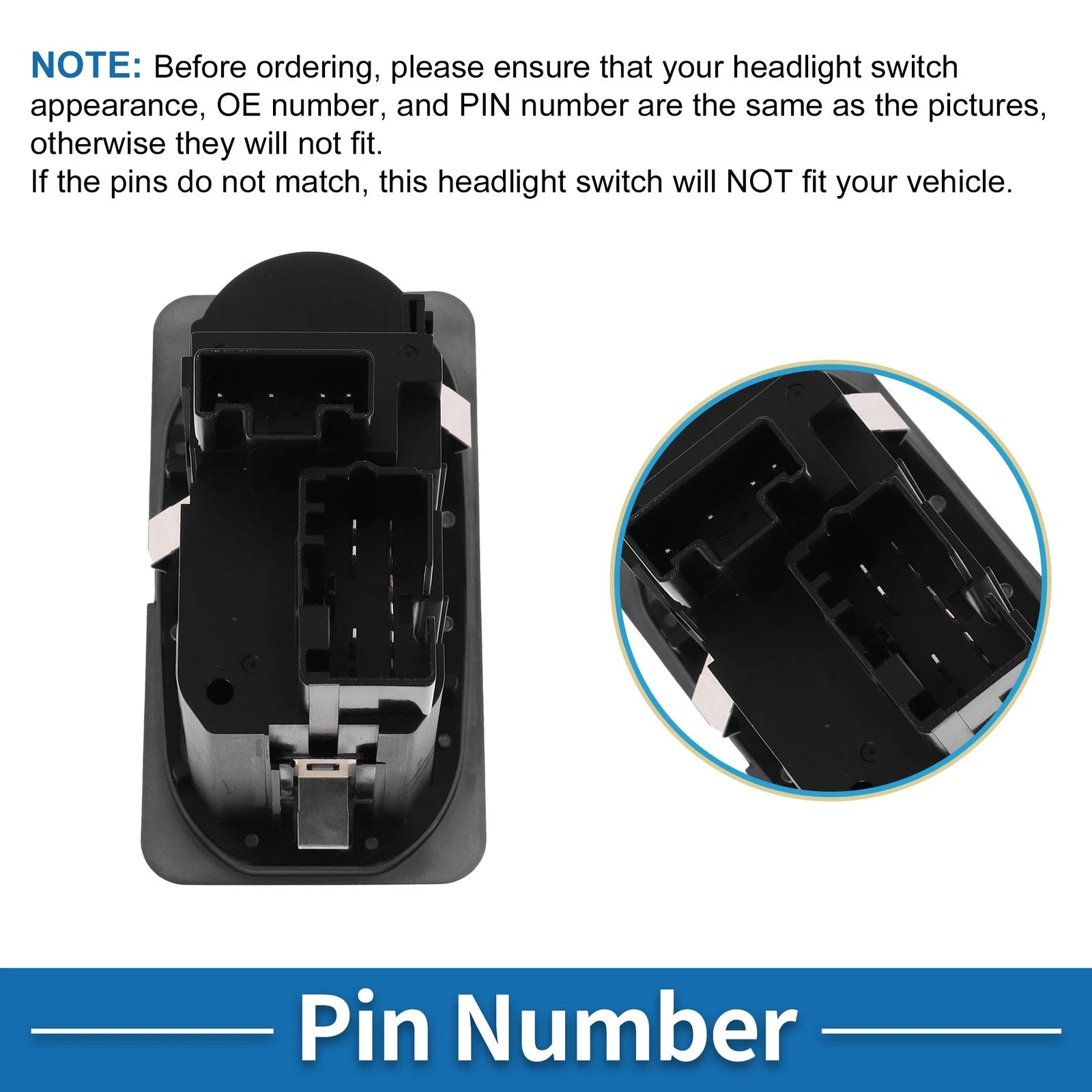 Headlight Switch for Ford F-250 Super Duty (2001–2004) No.1C3Z11654BAA Black