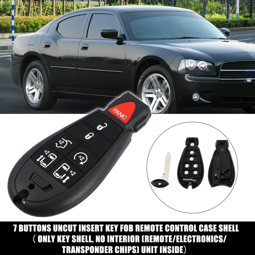 7 Button Keyless Entry Remote Key Shell Cover for Dodge Chrysler (No Chip)