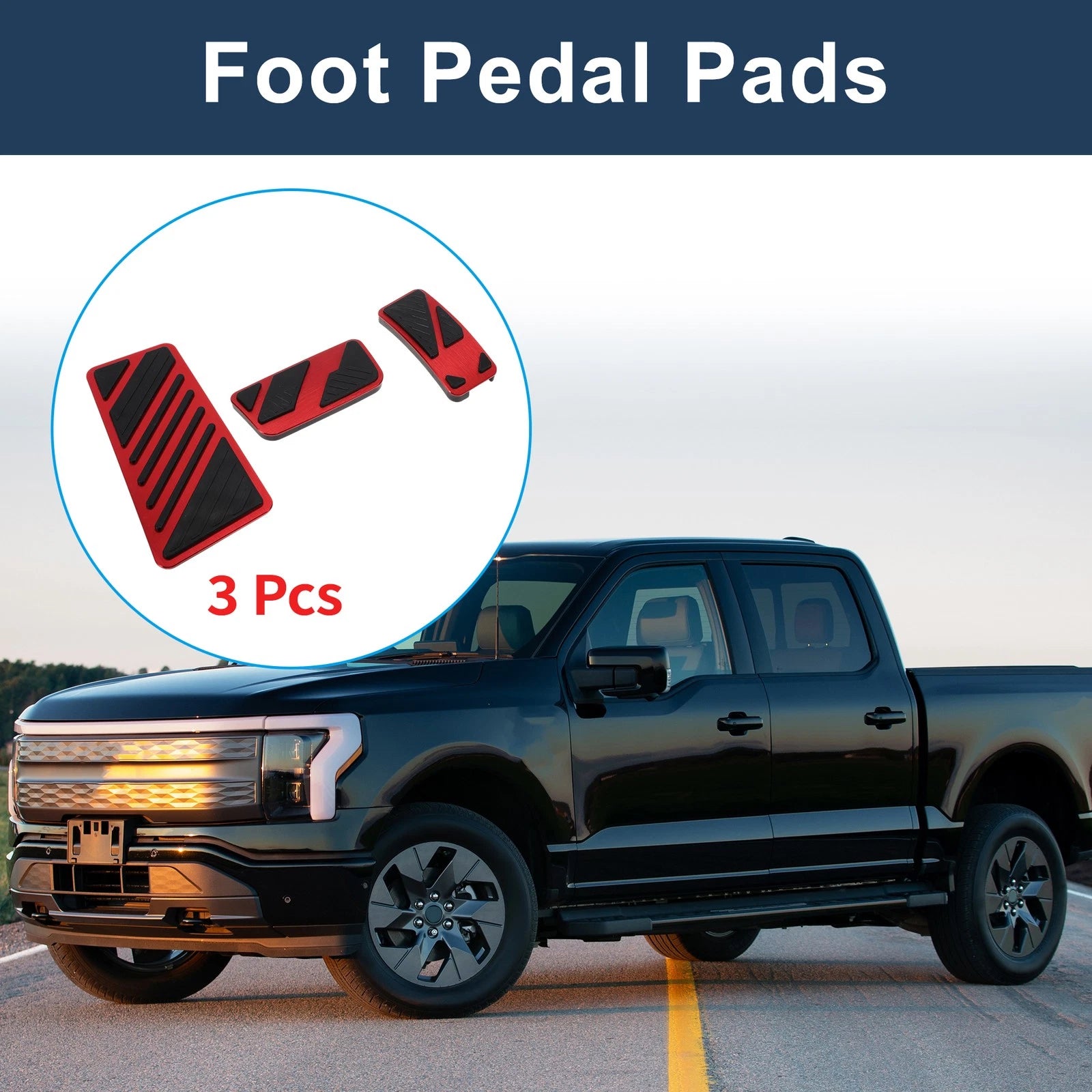 3 Pcs Automatic Foot Accelerator Pedal Covers for Ford Ranger (2024) Red